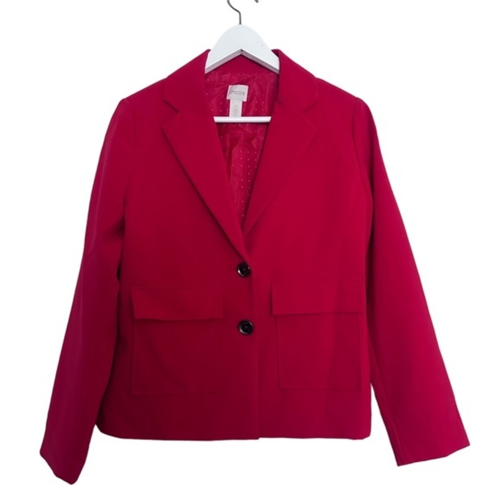 Chicos red blazer‎ Double Button Pockets Lined Size 0 Small